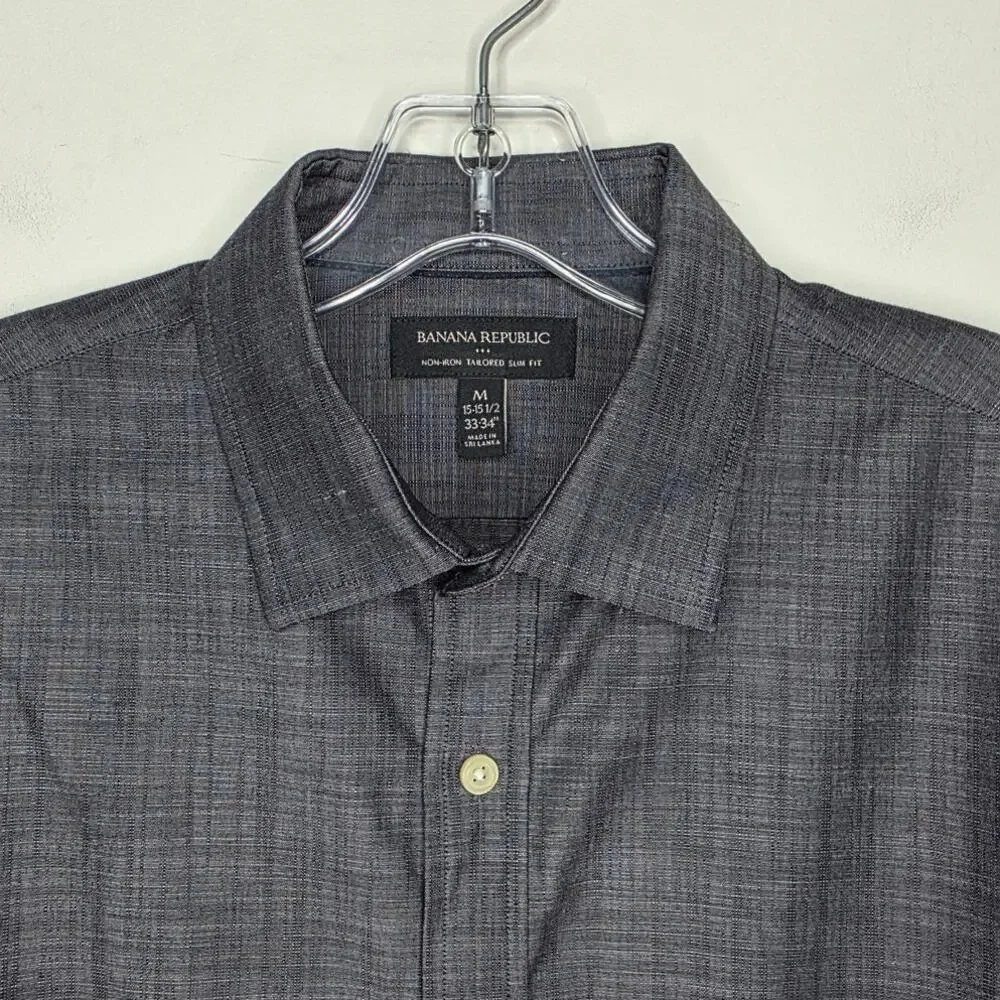 Banana Republic grey cotton long sleeve button down dress shirt - medium